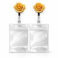 Gold Rose Badge Reel, ID Holder for Nurses, Office & Professionals